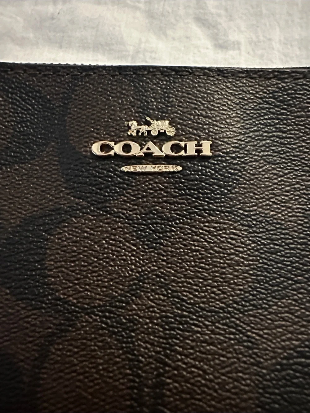 Coach Brown/Black Signature PVC Double Corner Zip
